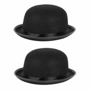 4x stuks carnaval/feest bolhoed/bowler hat zwart voor volwassenen