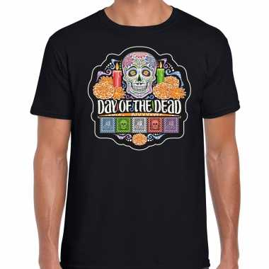 Day of the dead / dag van de doden halloween verkleed t-shirt / outfit zwart voor heren carnaval