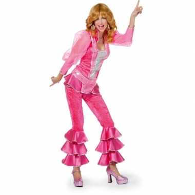 Disco outfit voor dames roze carnaval