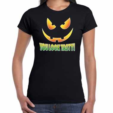 Halloween you look tasty verkleed t-shirt zwart voor dames carnaval