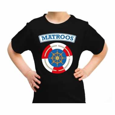 Matroos verkleed t-shirt zwart voor kinderen carnaval