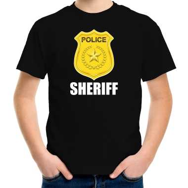 Sheriff police / politie embleem t-shirt zwart voor kinderen carnaval