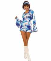 Carnavalskleding hippie jurk dames blauw