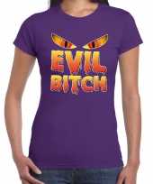 Halloween evil bitch verkleed t-shirt paars voor dames