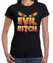 Halloween evil bitch verkleed t-shirt zwart voor dames