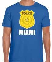 Police politie embleem miami verkleed t shirt blauw voor heren